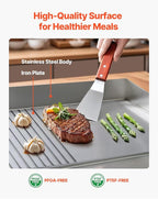 VEVOR Commercial Electric Griddle, 21.06 x 11.81 inch, 1750W, 122-570°F Adjustable Temp Control, Stainless Steel Body, Half Grooved Half Flat, with 2 Spatulas, 2 Brushes, and 4 Foot Pads, for Steak