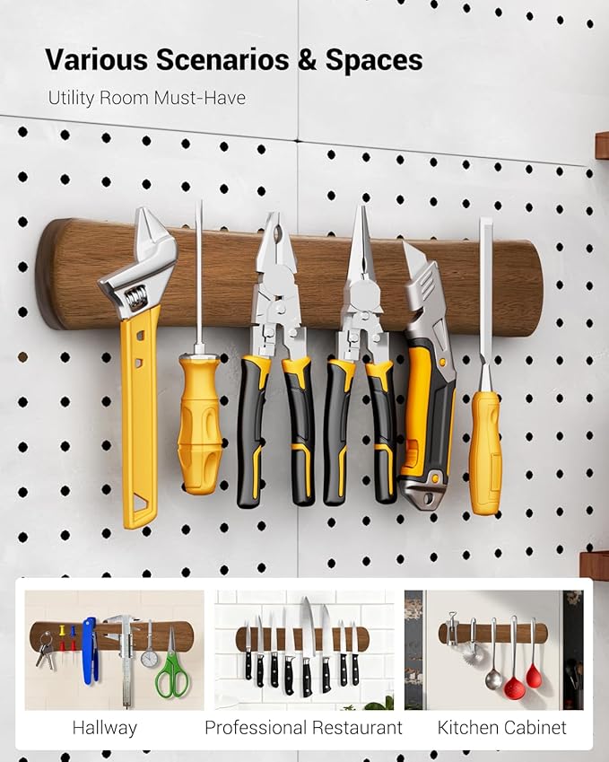 Swaitee Magnetic Knife Holder for Wall, 12 Inch Wood Strong Magnetic Knife Strip, Small Kitchen Storage Space Savers, Rv Apartment Farmhouse Accessories Organizer, Housewarming Gifts for New Home