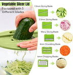 Salad Spinner, Large Vegetables Wash Bowl, 4.8 Qt Fruits Lettuce Dryer with 5 Blade Slicer and Slicer Egg Yolk Strainer Shredder for Salad Cleaner