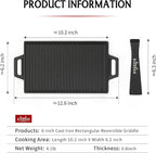 BIG HORN OUTDOORS Cast Iron Griddle Reversible Grill Plate with Handle for Oven, Stove, Grill
