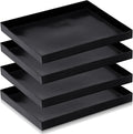 Teenyyou 4 Pcs 8.5 x 11.5 x 1 Inch Non-stick PTFE Oven Trays Reusable Solid Black Baking Basket Easy Clean Heat Resistant Quick Oven Accessories for Cooking Heating Chips Chicken in Restaurant Kitchen