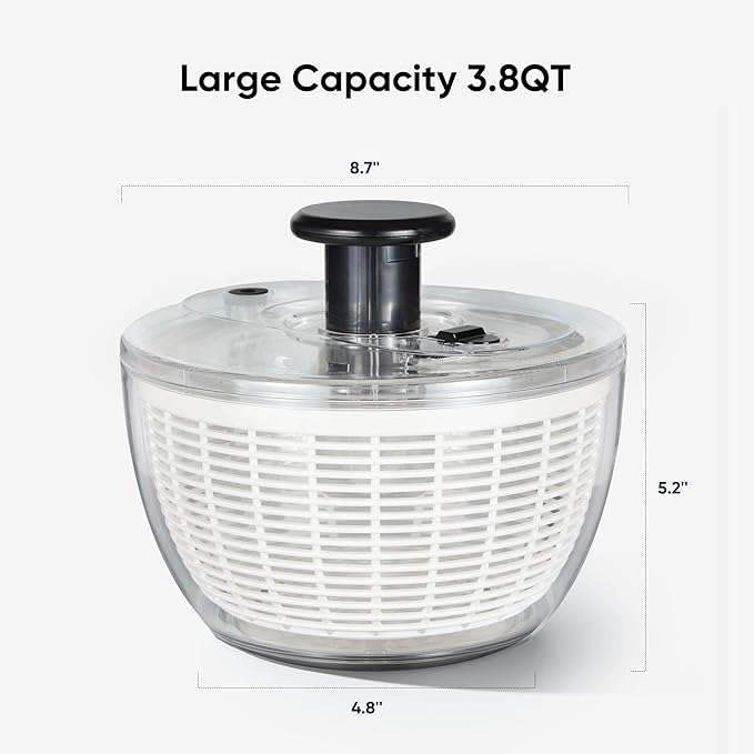 CAROTE 3.8 Qt Salad Spinner Small Lettuce Spinner Plastic Vegetable Fruit Washer, Vegetable Cleaner Salad Cleaner Lettuce Washer, Non-Slip Base, BPA-Free