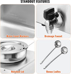 VEVOR Electric Soup Warmer, Dual 7.4QT Stainless Steel Round Pot 86~185°F Adjustable Temp, 1200W Commercial Bain Marie with Anti-Dry Burn and Reset Button, Soup Station for Restaurant, Buffet, Silver