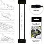 Sanni Shoo drip.line Pure Black - Versatile and Adjustable Kitchen Rack Drip Tray for Dishcloths, Brushes, and Bottles - Hygienic Storage - Made of Stainless Steel and Silicone