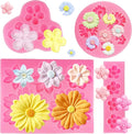 4Pcs Large Daisy Flower Silicone Molds Chrysanthemum Silicone Molds Small Flower Shapes Fondant Cake Chocolate Molds Polymer Clay Resin Mold for Cake Decoration Candy Ice Cube Wax Making DIY Craft