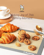 Silicone Baking Mat, Katbite Large Baking Mat Set of 3-2 Half Sheets Mats (11 5/8" x 16 1/2") + 1 Quarter Baking Sheets, Reusable & Nonstick Bakeware Mats for Cookies, Macarons, Bread and Pastry