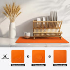 Ecotrim - Dish Drying Mat for Kitchen Counter | Coffee Bar Mat for Countertops | Heat Resistant Drainer Mat with Non-slip Rubber Backed | Hide Stain Kitchen Absorbent Draining Mat | Orange 18"x32"