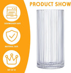 Zhehao 12 Pcs Ribbed Drinking Glasses Set 9 oz 12 oz Glass Cups Vintage Glassware Ribbed Cocktail Cup Clear Ice Coffee Highball Ripple Drinkware for Home Bar Beverages