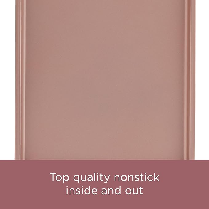 Farberware Nonstick Bakeware, Nonstick Cookie Sheet / Baking Sheet - 10 Inch x 15 Inch, Rose Gold Red