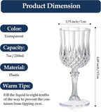 XUWAIDSGN 24 Pcs 7oz Plastic Vintage Wine Glasses Drinking Glasses Unbreakable Wedding Glassware Crystal Water Goblets Reusable Drinkware Vintage Champagne Flutes (24, Clear)