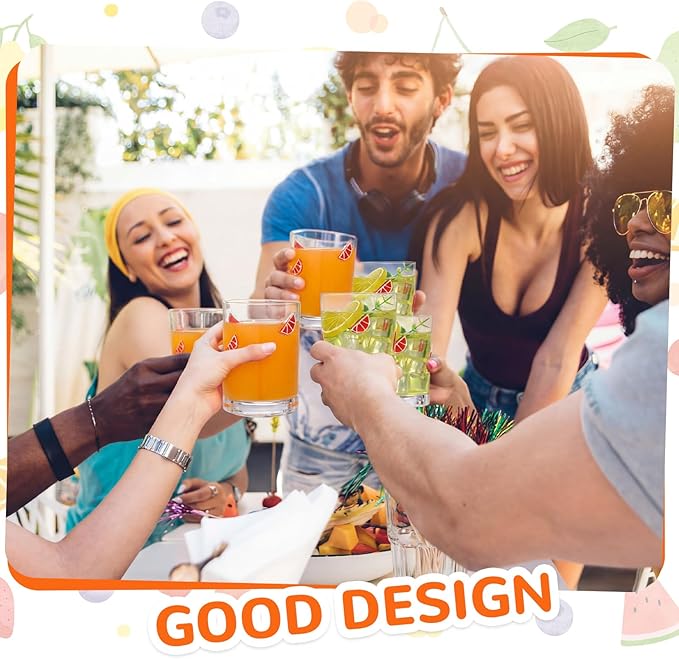 Skylety 2 Pcs Grapefruit Icon Juice Glasses Fruit Drinking Cups Retro Old Fashioned Stemless Wine Glasses 13.5 oz Whiskey Cocktail Coffee Mugs for Summer Holiday Party Gift Decor