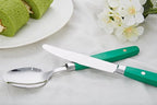 ANNOVA Silverware Set, Retro/Rivet Colorful Stainless Steel Tableware Kitchen Flatware Set Utensils, Includes Dinner Knives, Forks, Spoons, Salad Forks & Dessert Spoons (Green, 20 Pieces)