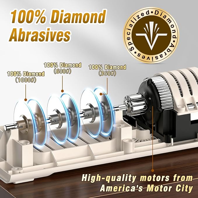 VIDOME Professional Electric Knife Sharpener with 100% Diamond Abrasives, 3-Stage Precision Angle Guides, Champagne Gold, for Kitchen Straight Edge and Ceramic Knives