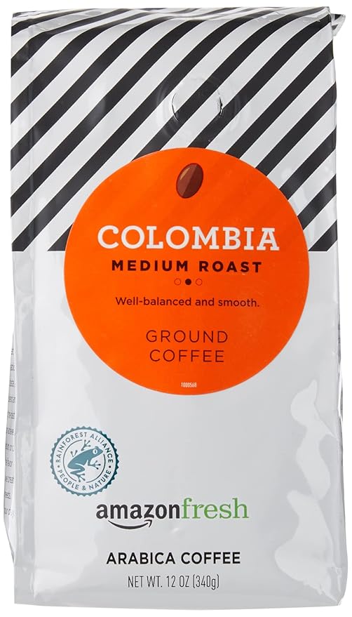 Amazon Fresh Colombia Ground Coffee, Medium Roast, 12 Ounce