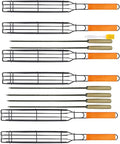 Kabob Grilling Set - 6 Non-Stick Grill Baskets & 6 Stainless Steel Skewers - Long Handle, 15.5 Inch, Steel
