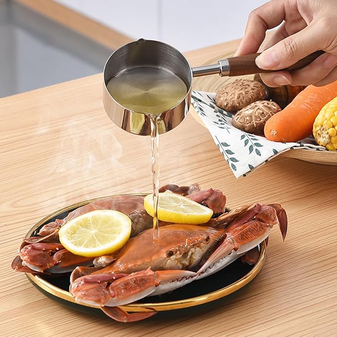 BinaryABC Mini Sauce Pan Cooking Pot, Stainless Steel with Pour Spout, 250ml