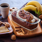 4 Piece Glass Loaf Pan Set with Lids - Stackable 1.9 QT/62oz/1800ML Glass Bread Baking Dish Microwave and Oven Safe - Loaf Pans For Baking Bread, Cakes