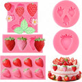 Pimoys 5 Pcs Strawberry Silicone Mold Strawberry Candle Molds Silicone Moulds for Wax Melt Cake Chocolate Mold Birthday Wedding Cake Decoration