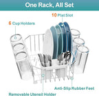 GSlife Mini in Sink Dish Drying Rack - Stainless Steel Small Dish Drainer for RV Kitchen Apartment Sink, 9.5" W x 13.4" L, White Utensil Holder