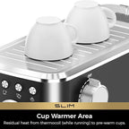 CHULUX Slim Espresso Machine with Milk Frother, 20 Bar Professional Italian Pump Espresso Coffee Machine for Home Cappuccino & Latte Maker, Stainless Steel, Black