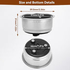 1PCS 51mm 2 Cups Portafilter Filter Basket, Stainless Steel Pressurized Mesh Coffee Filters Bottomless Portafilter Coffee Machines Accessories for Semi-Automatic Coffee Machine Series(Double Cup)