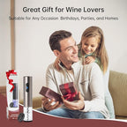 Rechargeable Wine Opener by ELMWAY, Electric Wine Bottle Opener with Foil Cutter, LED Light and Stainless Steel Shell, Cordless Corkscrew & Cork Remover, Gifts for Wine lover- Black