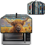Highland Cattle Sunflower Print Toaster Cover Air Fryer Dust Cover Anti Fingerprint Aztec Toaster Oven Cover Washable Kitchen Small Appliance Covers (Small-14.5 * 18.46 * 9 inches)