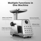 AIRMSEN Electric Meat Grinder & Mincer – Heavy Duty Professional Stainless Steel Sausage Maker & Stuffer with 3 Plates, 2 Stainless Blades & Kubbe Kit – Fast, Quiet, Easy to Clean for Home Kitchen Use