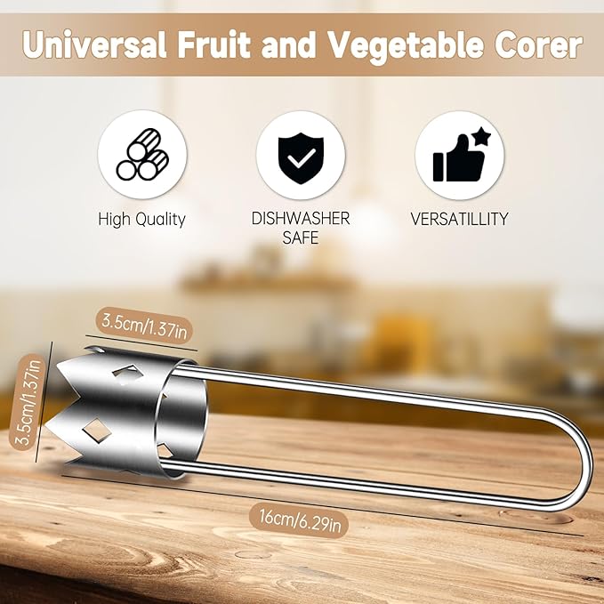Apple Corer, Stainless Steel Apple Core Remover Tool, Bell Pepper Seed Core Remover, Multifunctional Vegetable Fruit Corer Tools Kitchen Gadget (1 Pcs)