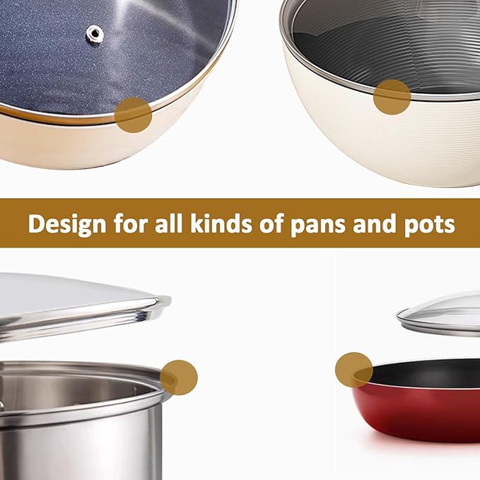 Tempered Glass Lid for Replacement, Clear Cover for Pans and Pots, 8, 9.5, 10.5, 11, 12, 12.5 Inch Lids for Cookware Cooking, Frying Pans, Skillets, Dutch Oven, Sauce Pan (9.5 In)