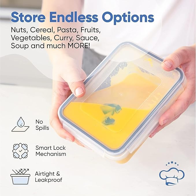 Chefs Path 48 Piece BPA-Free Plastic Food Storage Container Set with 24 Containers and 24 Lids for Kitchen Pantry Organization and Meal Prep
