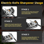 Electric Knife Sharpener for Kitchen – Professional 3-Stage 100% Diamond System with 20° Precision Angle, Fast Sharpening to Restore & Polish Chef Knives (Silver)