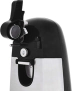 Amazon Basics 3-In-1 Electric Can Opener, Bottle Opener and Knife Sharpener with Stainless Steel Blade, Magnetic Lid Holder, Safe, Easy to Use, Powerful, Sleek Design, 50W, Black