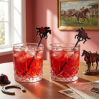 30 Pcs 6 Inch Derby Horse Racing Drink Stirrers with Red Rose, Plastic Racing Swizzle Sticks for Cocktails Reusable Horse Party Decorations for Derby Day Bar Home Party Favors