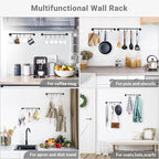 Mkono Mug Holder Wall Mounted Coffee Cup Rack Hanger Modern Metal with 5 Mug Hooks Rustic Utensil Tea Cups Storage Organizer for Kitchen Dining Room Coffee Bar,Black