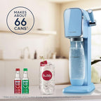 SodaStream - ART Sparkling Water Maker | VALUE BUNDLE | CQC CO2 system | Includes 2x CO2 Cylinders, 2x 32 Fl Oz Dishwasher Safe Bottles, 2x Bubly Flavor Drops | Combine with Pepsi Flavors | Misty Blue