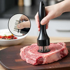 1 Pcs Black Sharp Meat Tenderizer, Stainless Steel Needle Blades Meat Tenderizer, Professional Kitchen Gadgets for BBQ/Marinade/Steak/Beef/Poultry