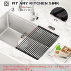 MERRYBOX 20.5" x 13" Roll Up Dish Drying Rack Silicone Wrapped Over The Sink Dish Drying Rack Multipurpose Foldable Sink Drying Mat, Heat-Resistant & Anti-Rust Dish Rack for Kitchen Sink, Large, Black