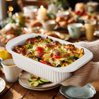 Artena Baking Dish 2.3 Quarts, Casserole Dishes For Oven, Baking Pan With Handles, Lasagna Pan Deep, Large Casserole Dish, Rectangular Ceramic Bakeware, White (Only Baking Dish)