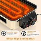 Electric Indoor Grill 1500W -2 in 1 Smokeless Indoor Grill for Kitchen with Non-stick Removable Grill & Griddle Plate,Temperature Control Korean BBQ Grill with 3 Cheese Pans Dishwasher Safe