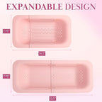 Paris Hilton Over the Sink Expandable Colander, Extendable Strainer, Adjustable from 14.5 inches to 19.5 inches, Fits most kitchen sinks, Made without BPA, Pink