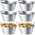 meekoo 6 Pcs Plastic Ice Buckets Bulk with Handles 4.5L Oval Storage Tub Large Capacity Ice Drink Bucket for Easter Summer Party Bar Wine Beer Champagne Beverage Bottle Cooler(4.5 L,Metal)
