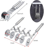 Juome 5 Wheel Pastry Cutter Stainless Pizza Slicer Multi-Round Dough Cutter Roller Cookie Pastry Knife Divider with Handle