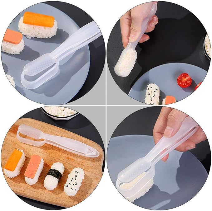 INOOMP 4pcs Sushi Maker Rice Ball Mold Set, Plastic DIY Onigiri Press Tools for Japanese Rice Balls, Compact Kitchen Gadget for Bento, Picnic, and Home Cooking
