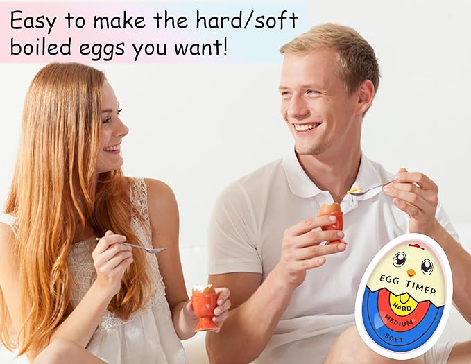 Lasubst Egg Timer for Boiling Eggs that Changes Color When Done, Tricolor, Pack of 2