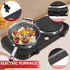 Electric Countertop Burner, Double Burner, 2000W Induction Cooktop, Portable Electric Hot Plate, 5 Level Adjustable Temperature Control Cooking Ranges for Home Dorm Camping Cooking（Black Disk）