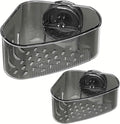 2PCS Sink Organizer Rack for Kitchen for Sponges, Scrubbers, Sink Corner Drain Box,with Adhesive Suction Cup Mount(Black)