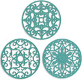 ME.FAN Trivets for Dishes/Pots/Pans, 3 Pcs Silicone Mats, Flexible/Durable/Non Slip Hot Pads to Protect Table and Counter Top (Teal Blue)