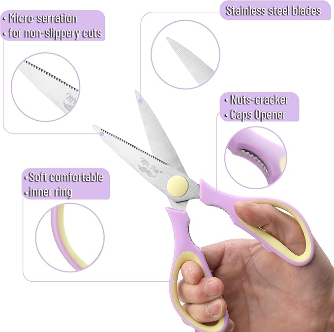 Mr. Pen- All Purpose Kitchen Shears with Protective Sheath, 2pcs, 8 Inch, Dishwasher Safe, Stainless Steel Food Scissors with Micro-Serrated Blades, Soft Grip, Durable Utility Kitchen Shears