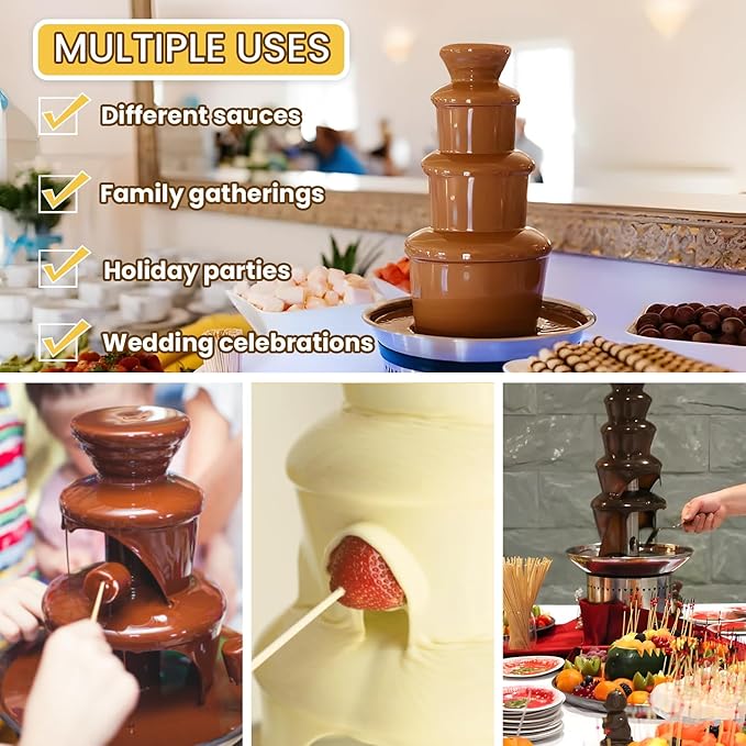 Commercial Chocolate Fountain 6-Tier 13Lbs Large Chocolate Fondue Tower Stainless Steel Hot Chocolate Waterfall Machine Easy Assembly for Nacho Cheese BBQ Sauce Ranch Liqueurs Digital-control